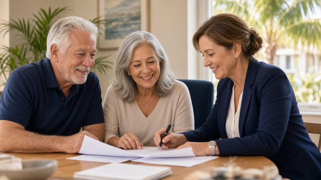 Retired couple planning reliable retirement income